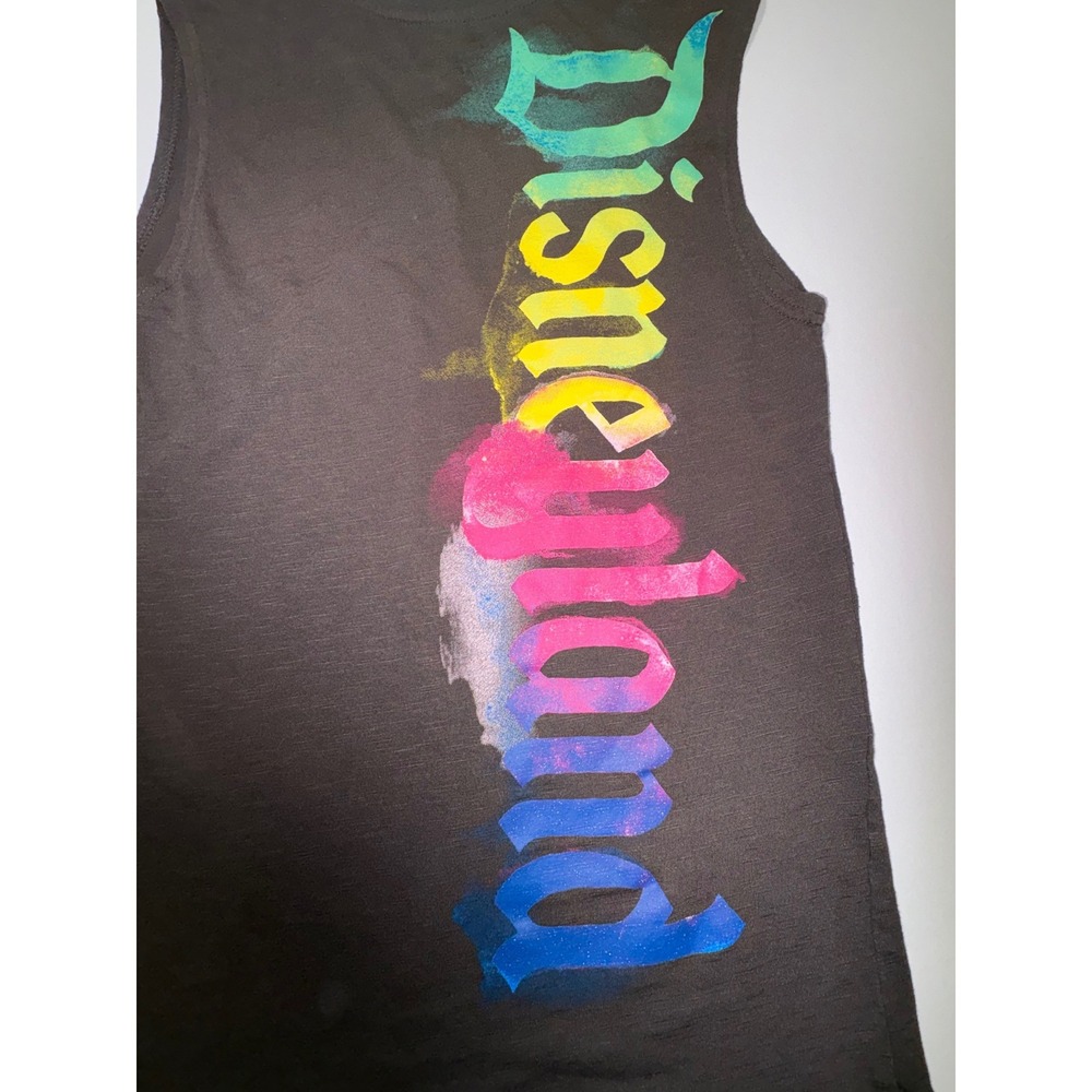 Disney Parks Disneyland Rainbow Castle Watercolor Muscle Tank Top Gray XS/TP - Picture 6 of 6